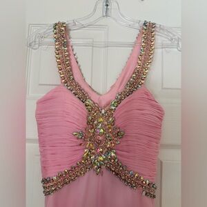 Elegant Pink Jeweled Prom Dress